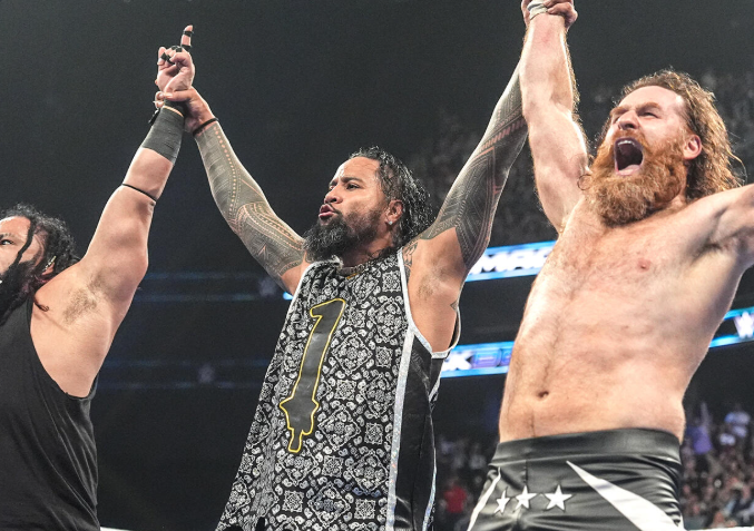 Zayn, Fatu, and Jimmy Uso conquer The MFTs in Six-Man Tag Team Match